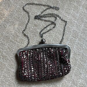 Elegant Silver and Red Evening Clutch